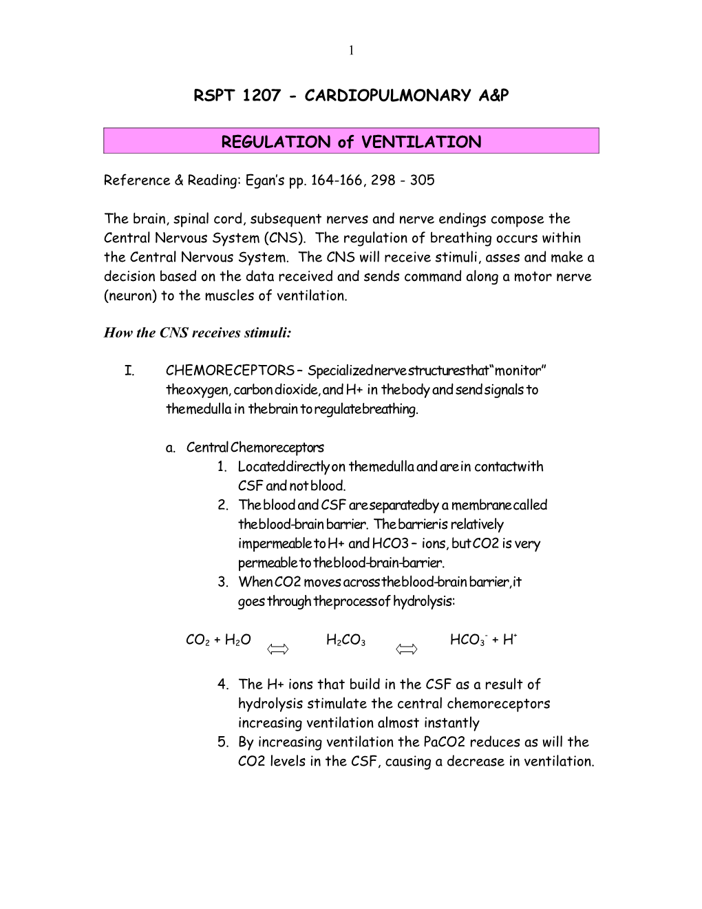 Rspt 1207 - Cardiopulmonary A&P