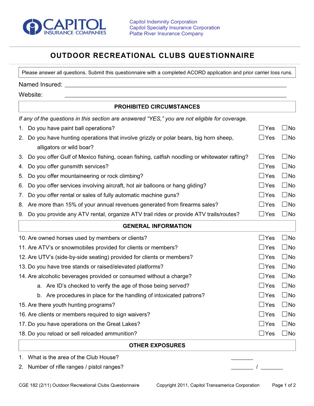 Questionnaire - Health and Exercise Clubs