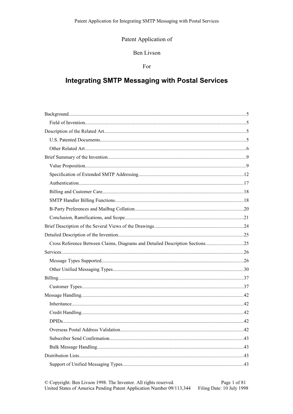 Hybrid Mail Patent Application - Generation II