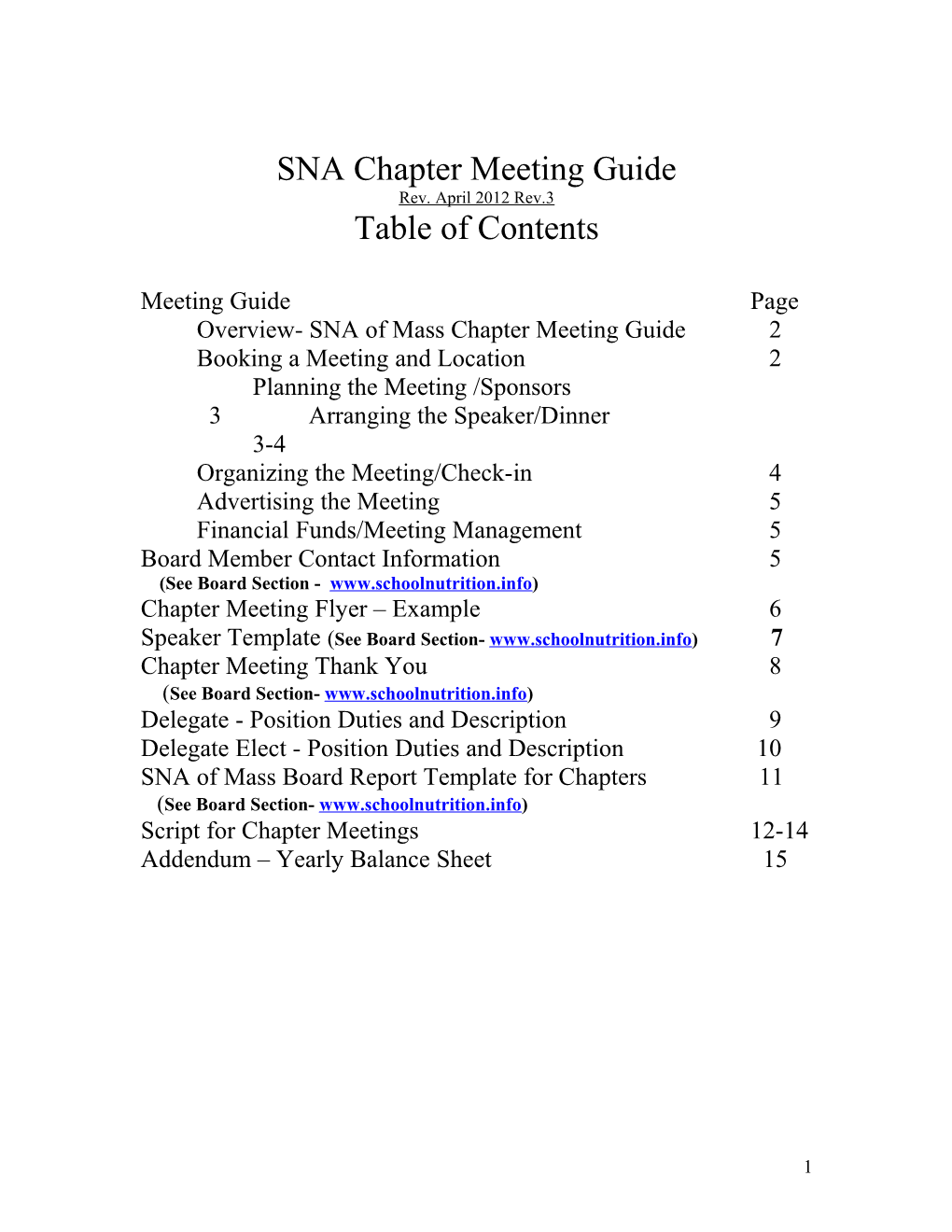 SNA Chapter Meeting Guide