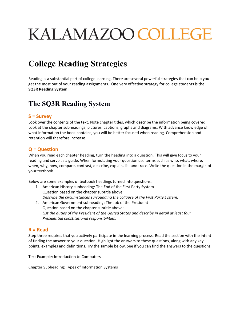 College Reading Strategies