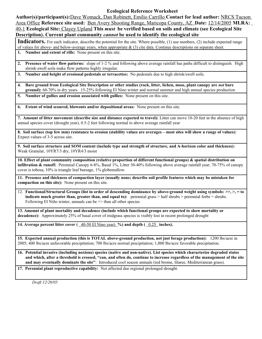 Ecological Reference Worksheet s3