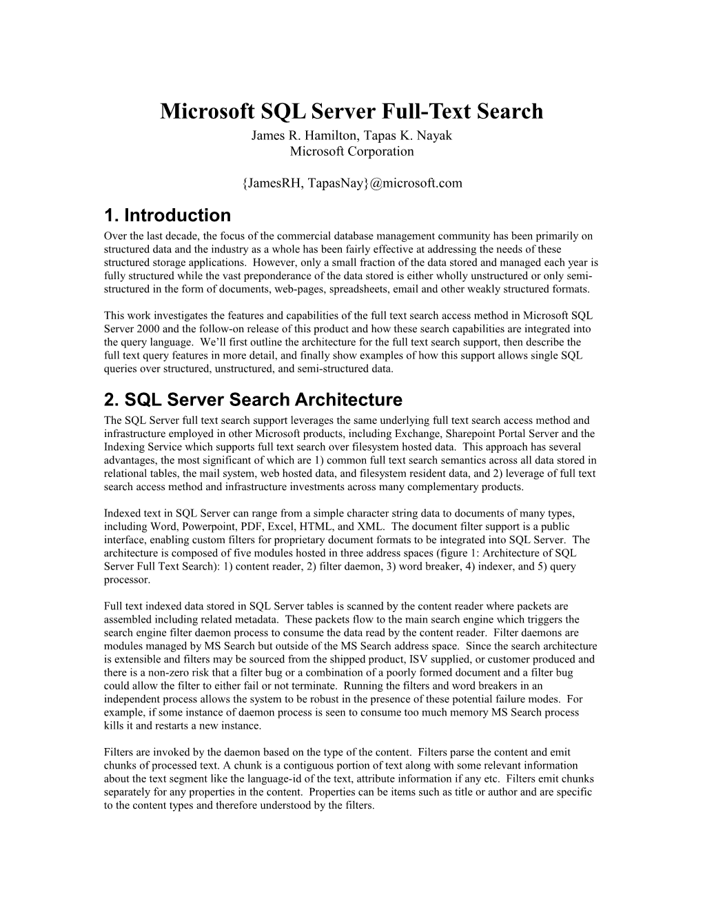 SQL Server Search Architecture