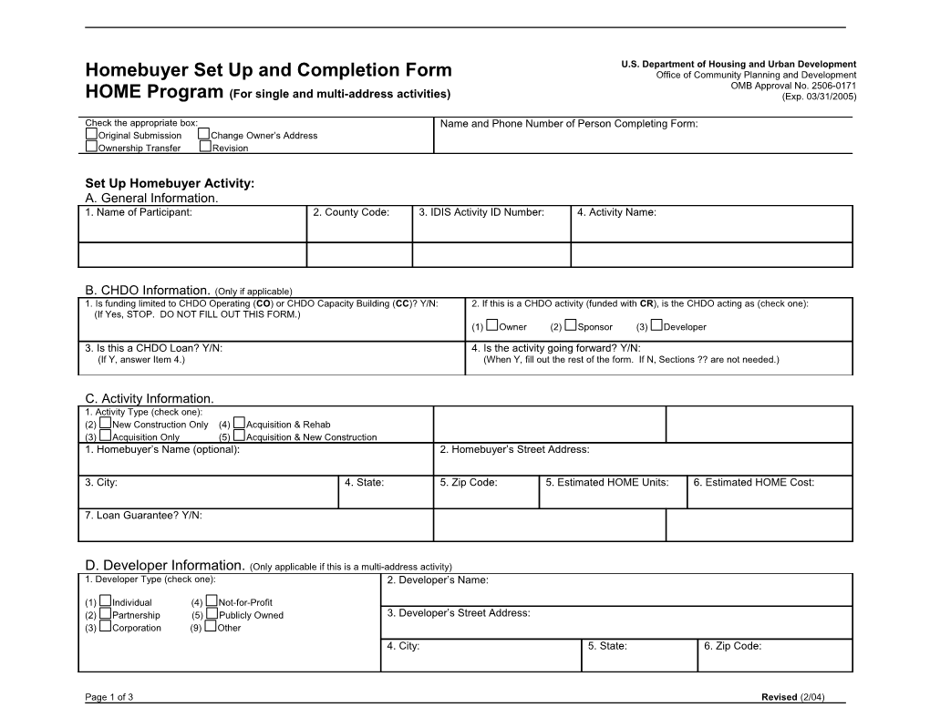 Tenant Based Rental Assistance Set-Up Form s1