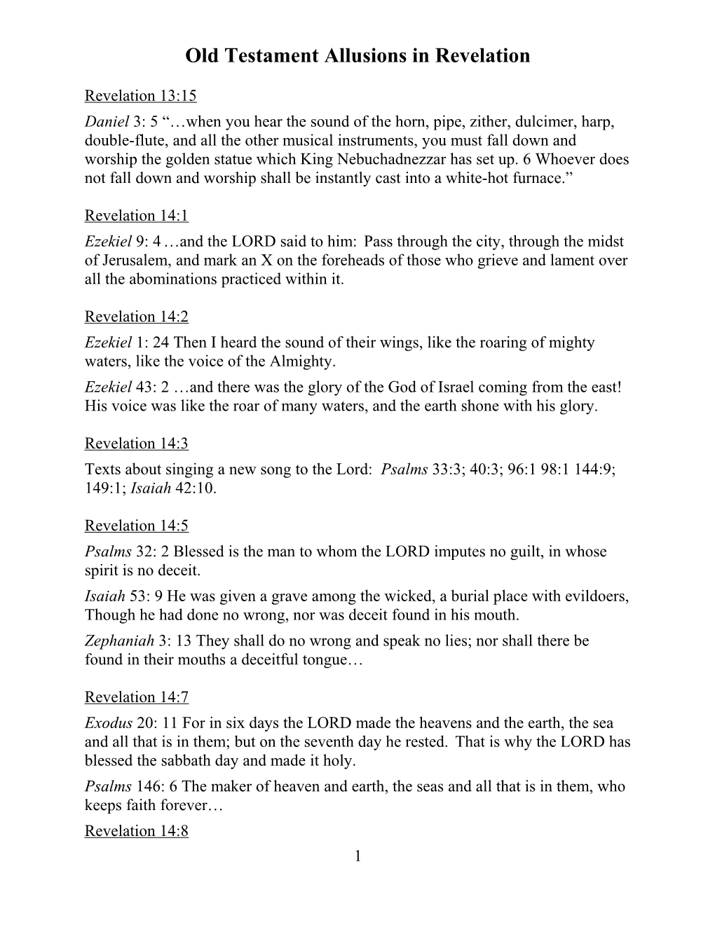 Old Testament Allusions in Revelation