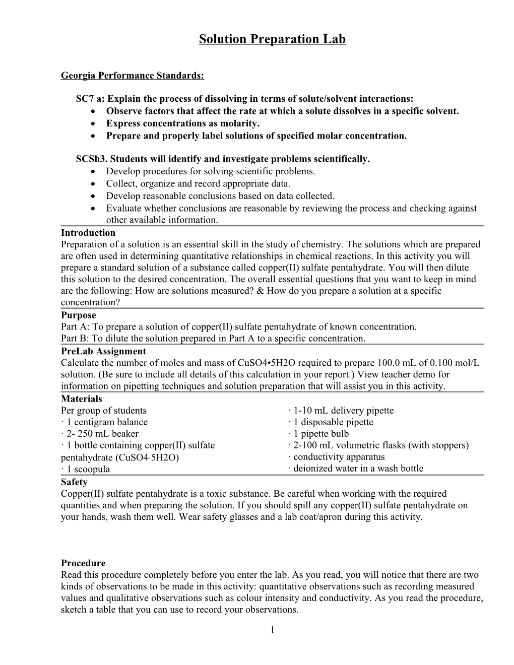 SC7 A: Explain the Process of Dissolving in Terms of Solute/Solvent Interactions