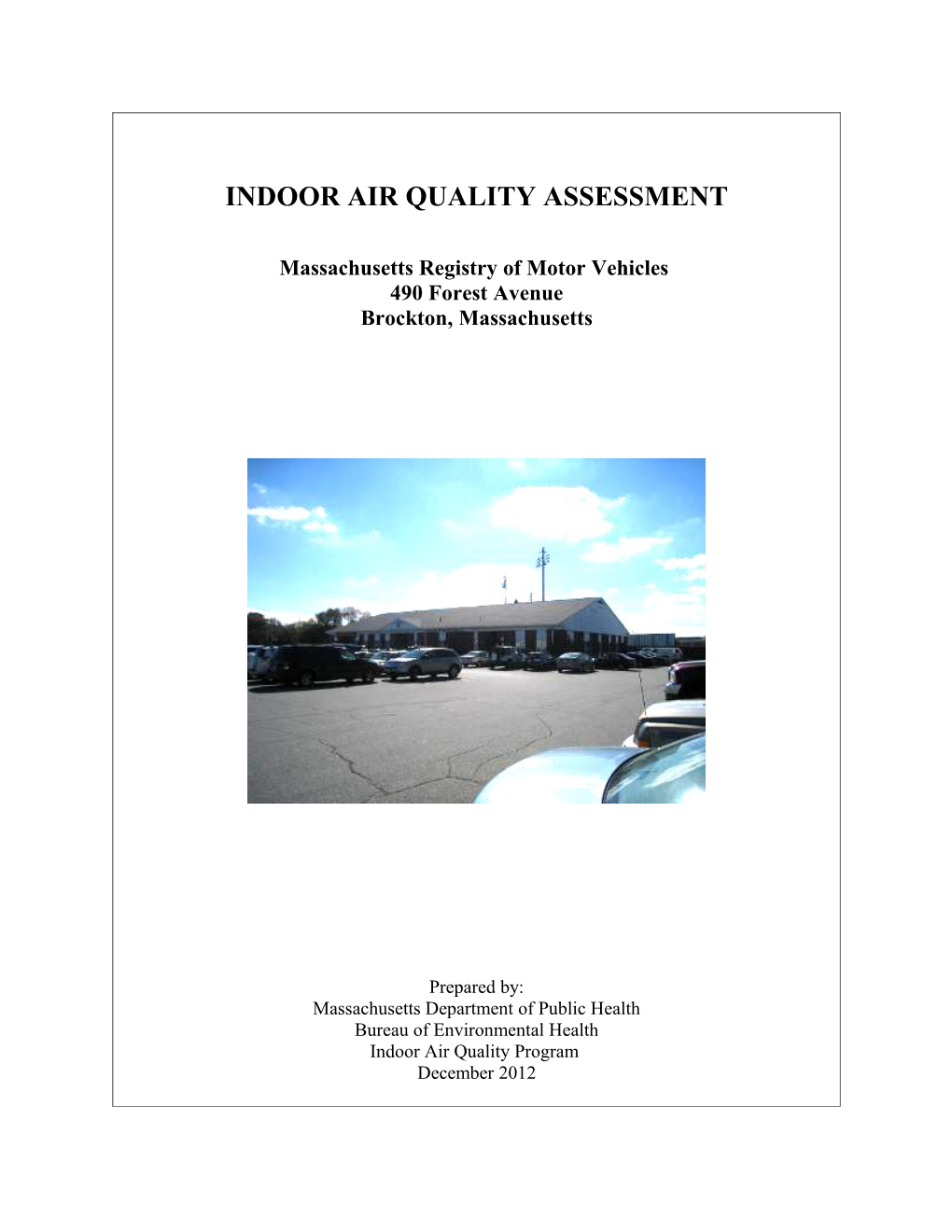 Indoor Air Quality Assessment - Brockton Registry of Motor Vehicles