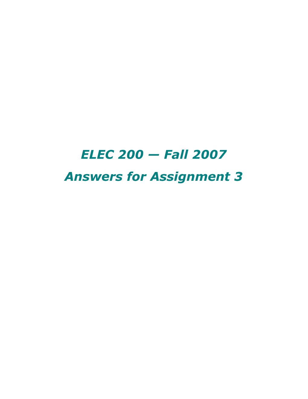 Answers for Assignment 3
