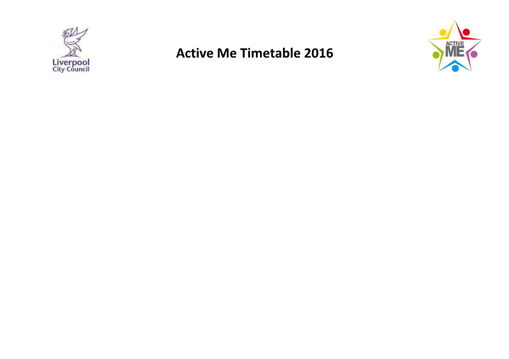 Active Me Timetable 2016