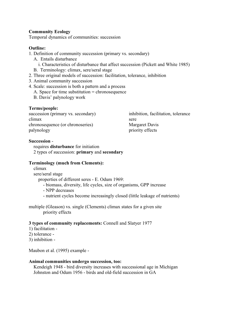 1. Definition of Community Succession (Primary Vs. Secondary)