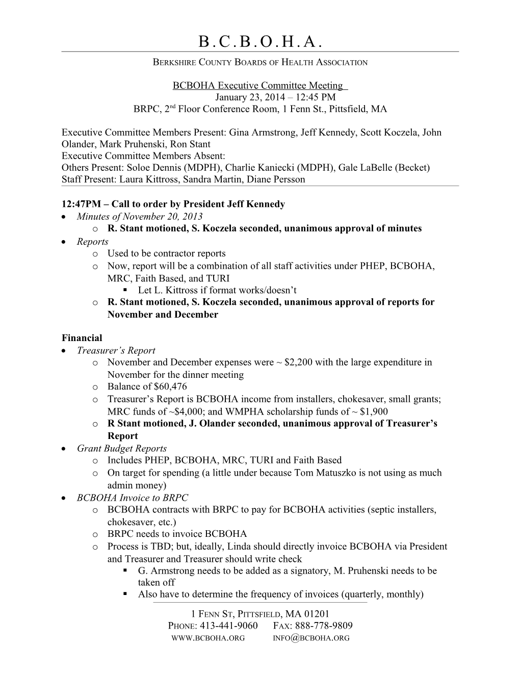 Executive Committee Meeting Agenda