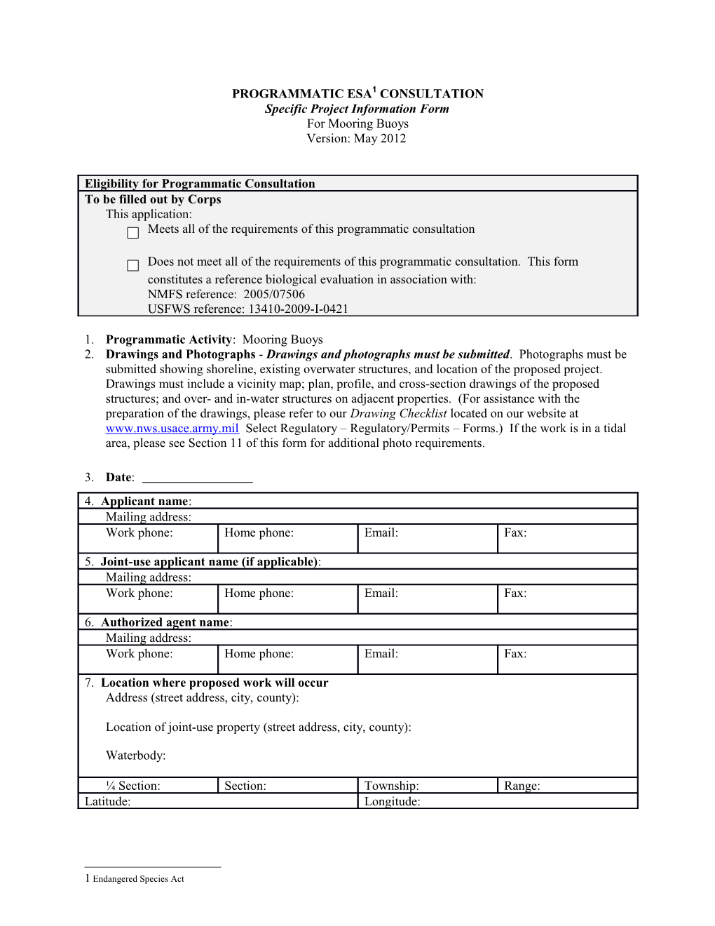 Specific Project Information Form (Spif)