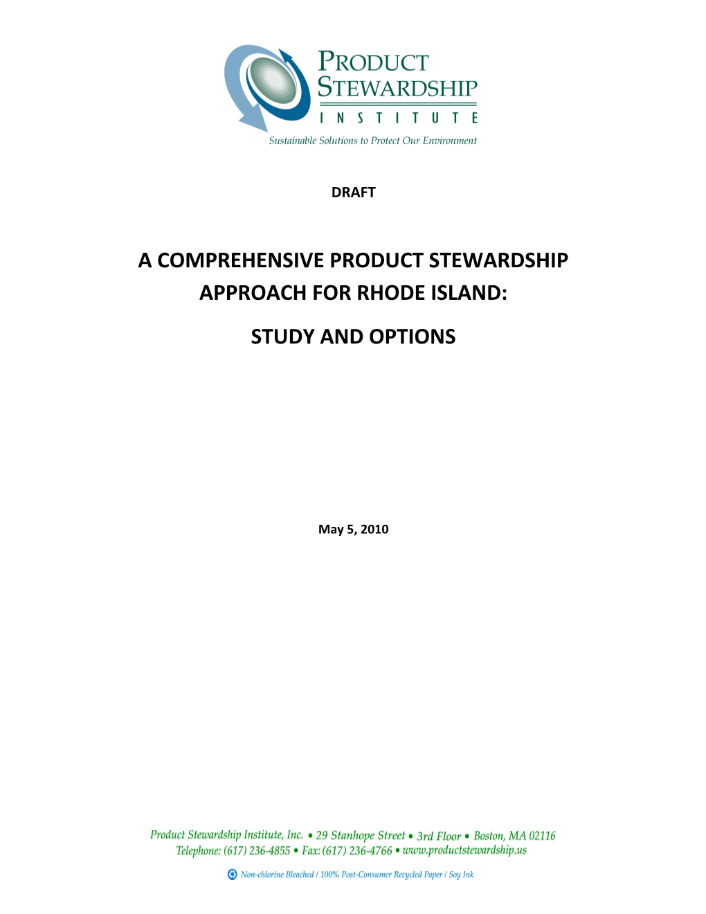 A Comprehensive Product Stewardship Approach for Rhode Island