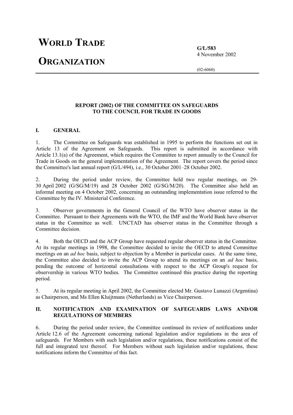 Report (2002) of the Committee on Safeguards