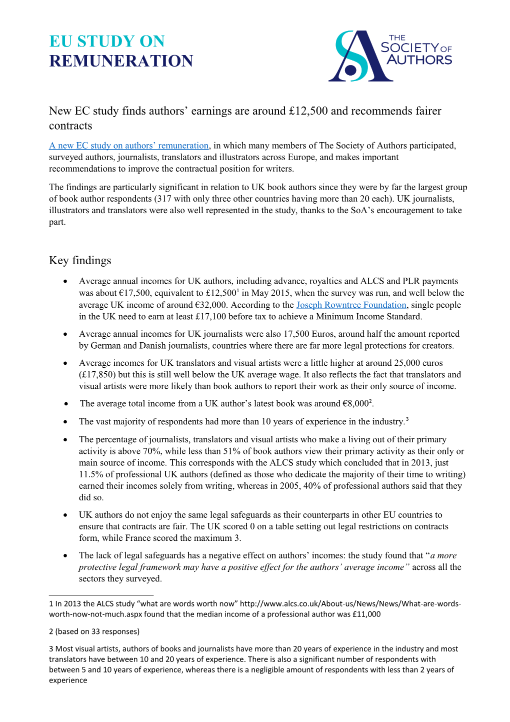 New EC Study Finds Authors Earnings Are Around 12,500 and Recommendsfairer Contracts