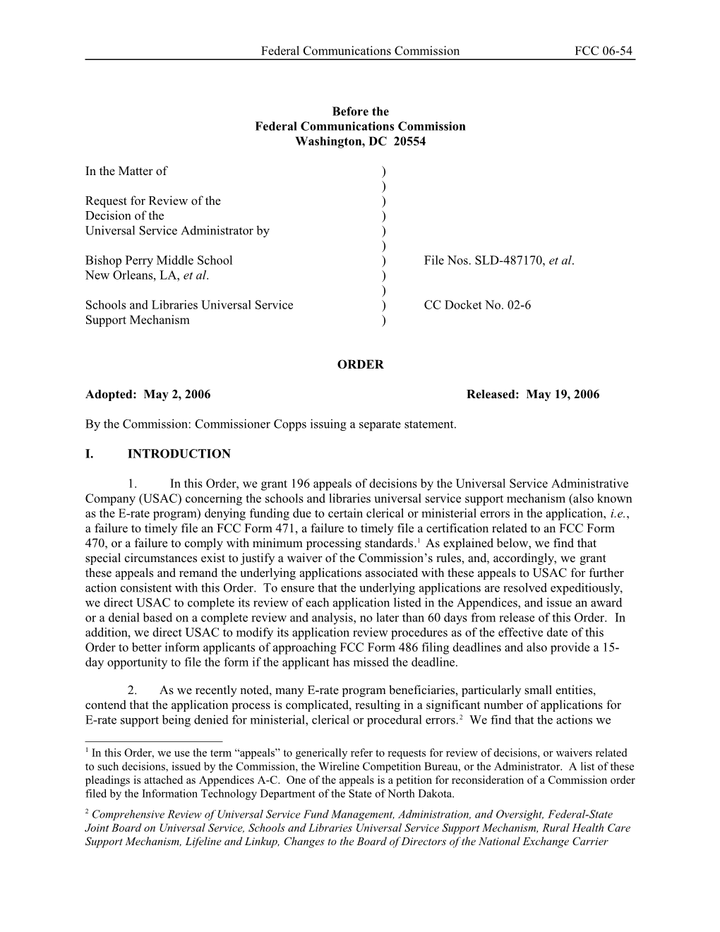 Federal Communications Commission FCC 06-54