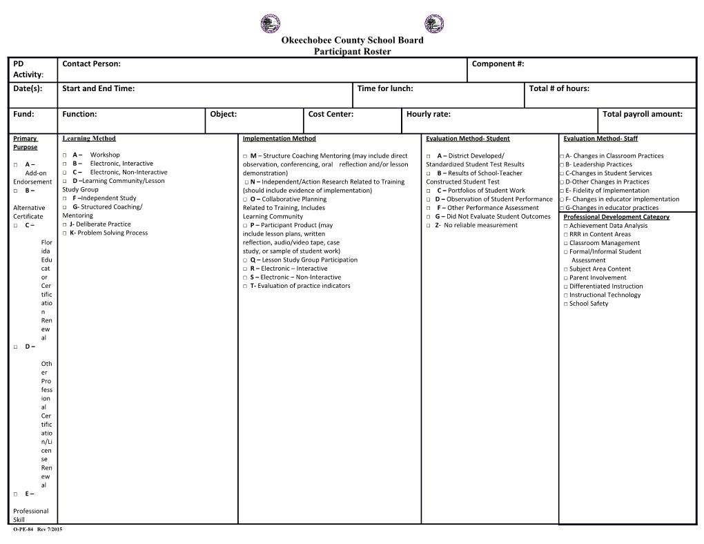 Participant Roster