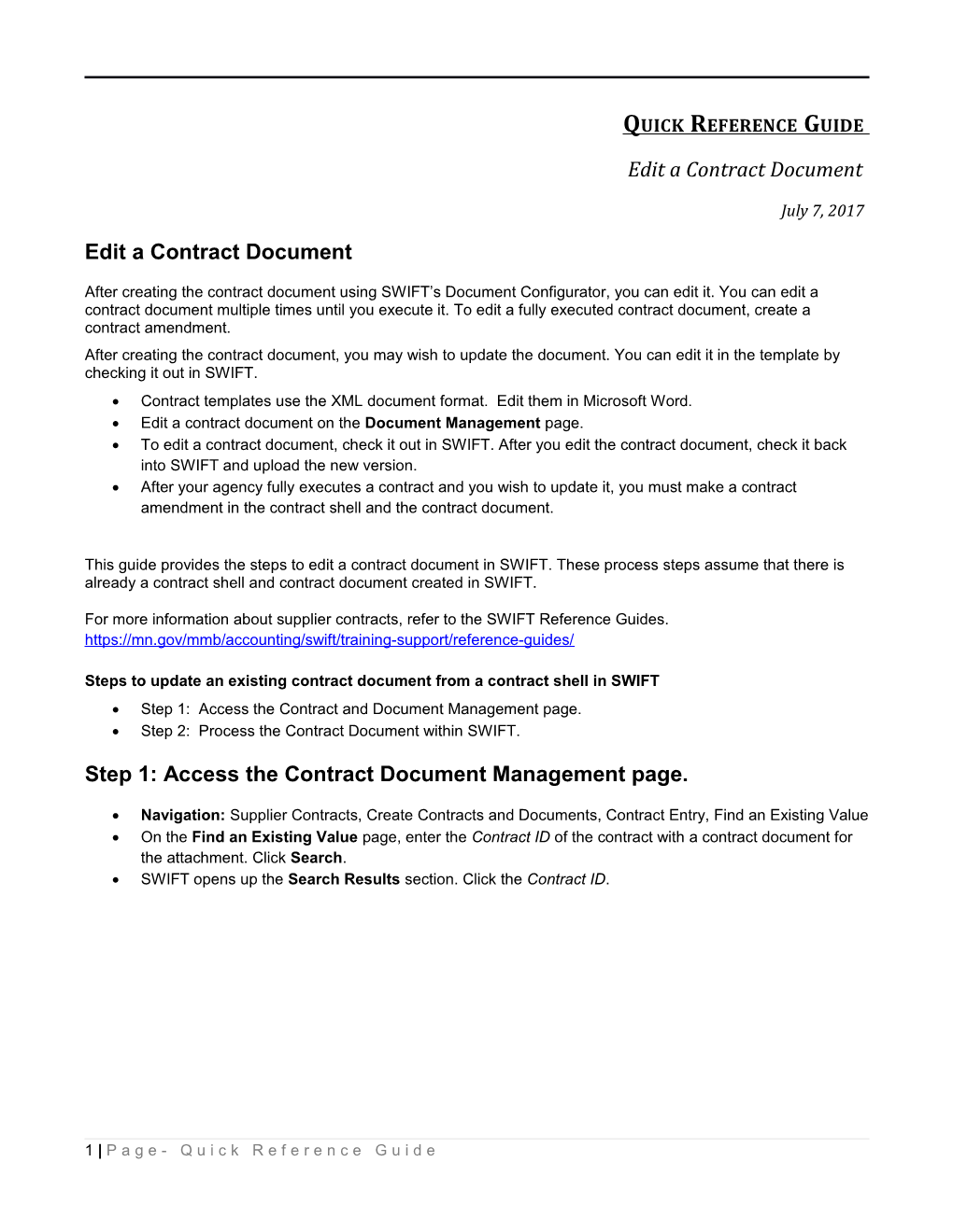 Edit a Contract Document