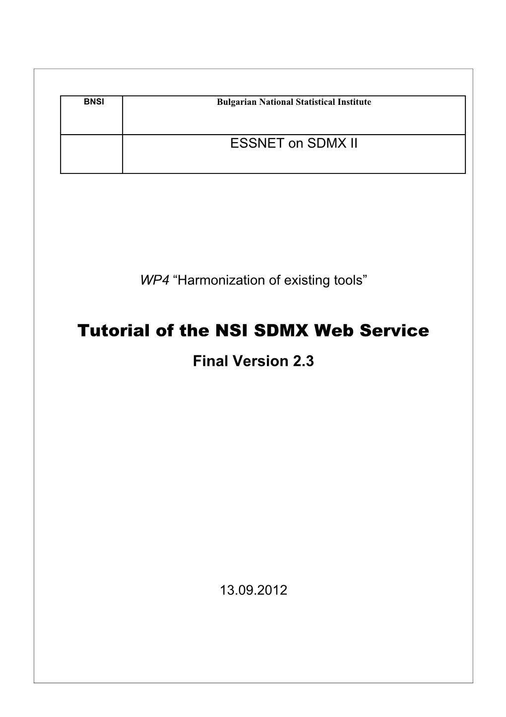 Tutorial of the NSI SDMX Web Service