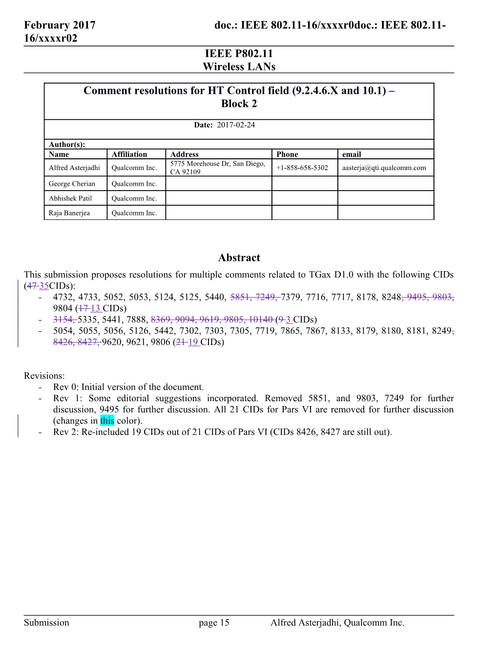 Rev 0: Initial Version of the Document s3