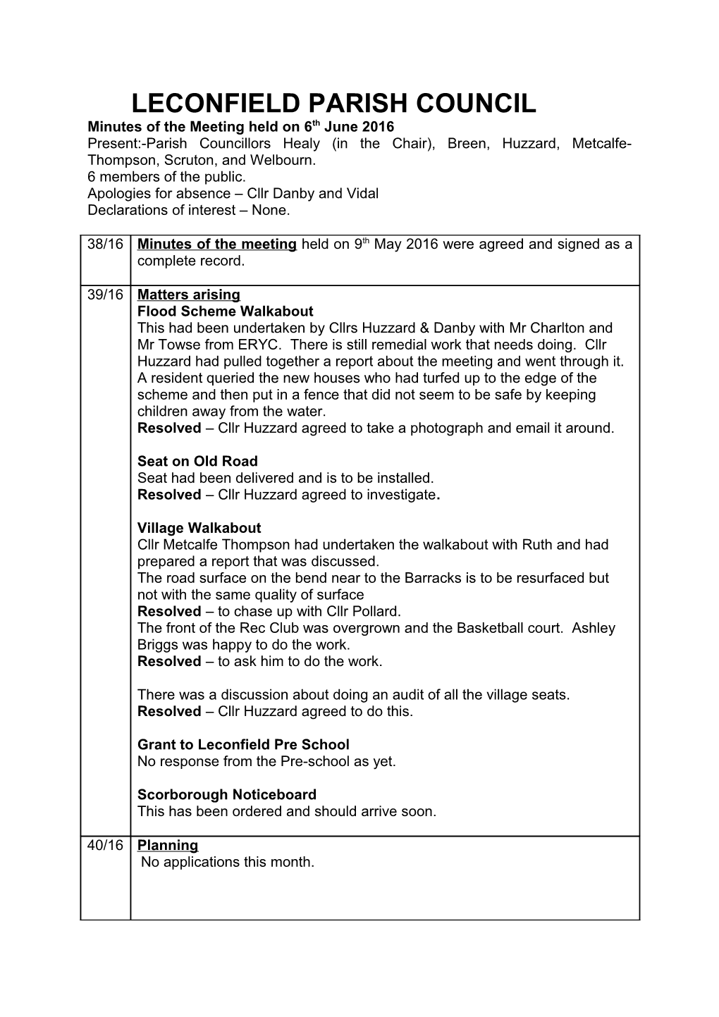 Leconfield Parish Council