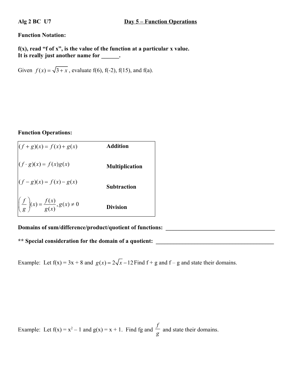 F(X), Read F of X , Is the Value of the Function at a Particular X Value