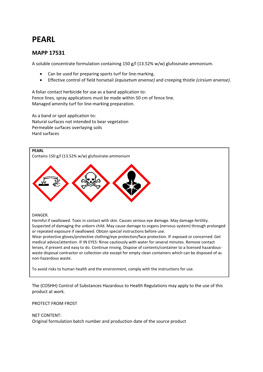 A Soluble Concentrate Formulation Containing 150 G/L (13.52% W/W) Glufosinate-Ammonium