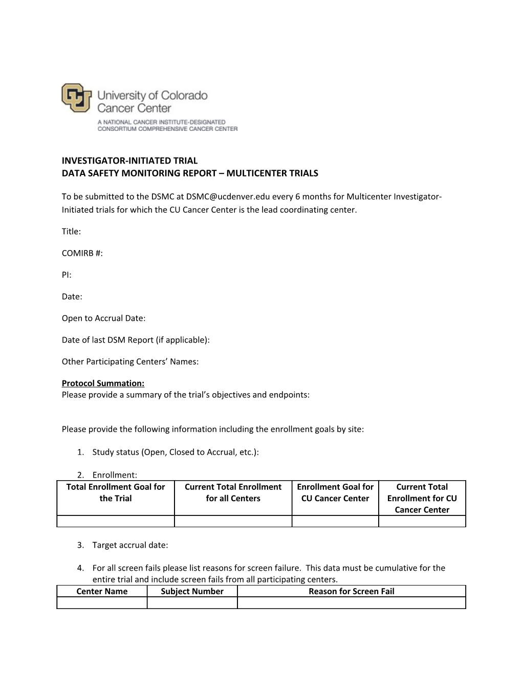 6 Month DSM Report Template (Multiple Sites)