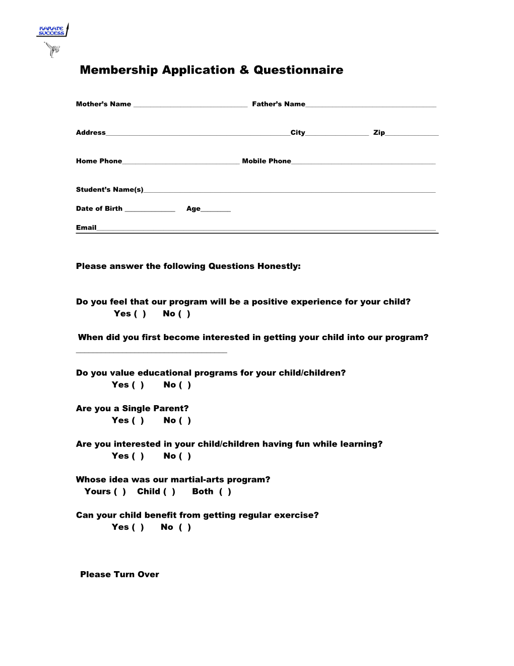 Membership Application & Questionnaire