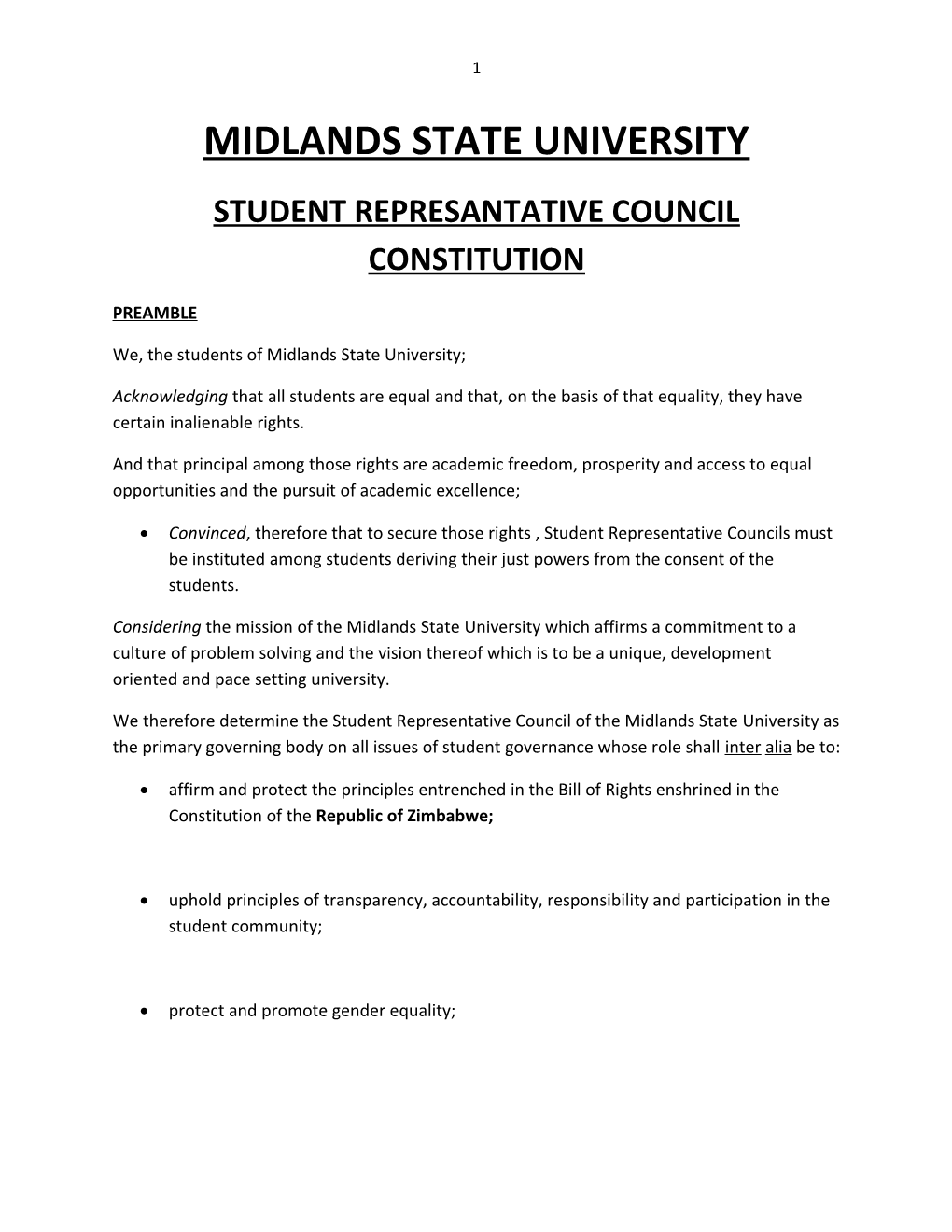 Student Represantative Council Constitution