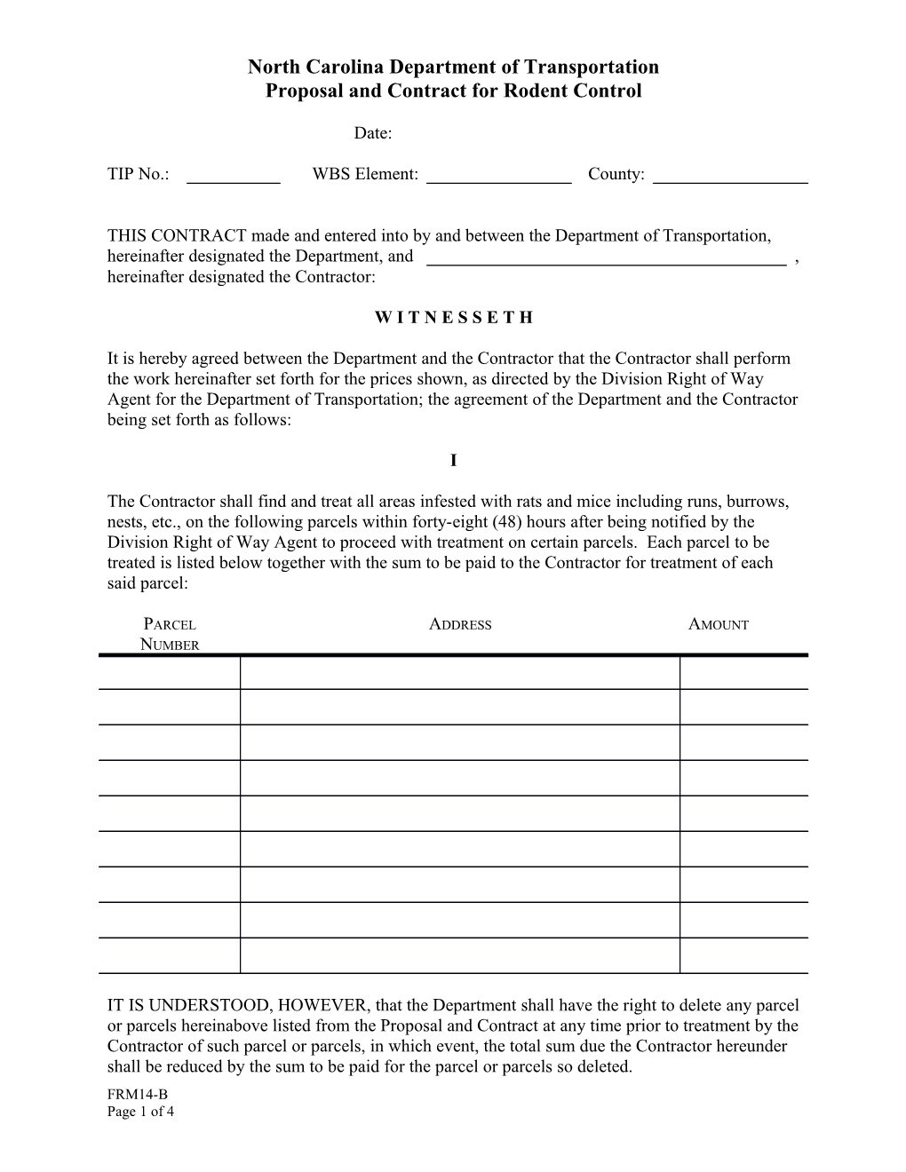 Proposal and Contract for Rodent Control