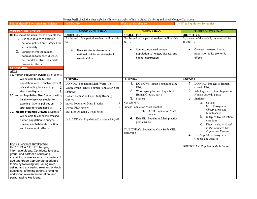 *Highlighted Items Indicate Discussion-Based Activities s2