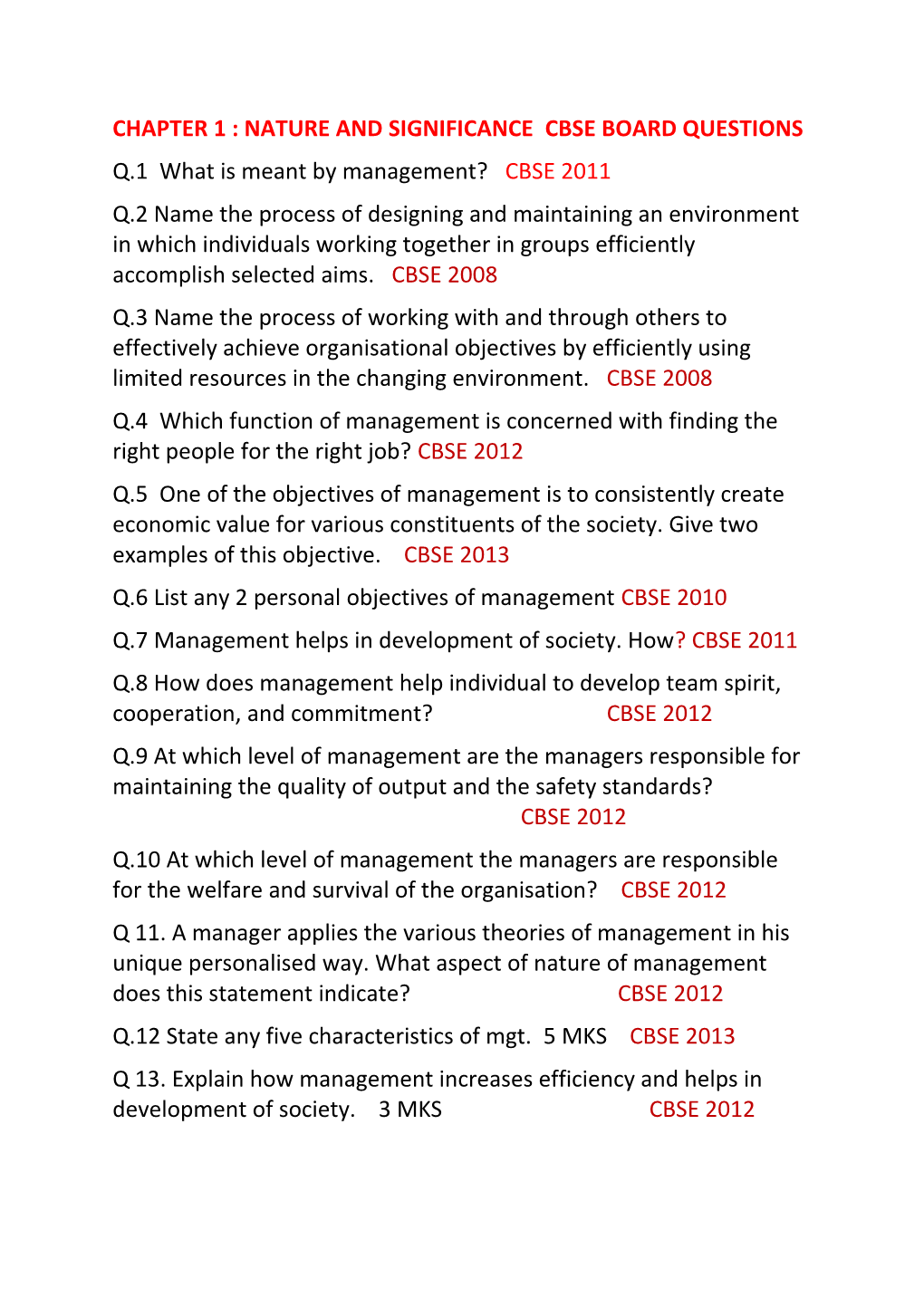 Chapter 1 : Nature and Significance Cbse Board Questions