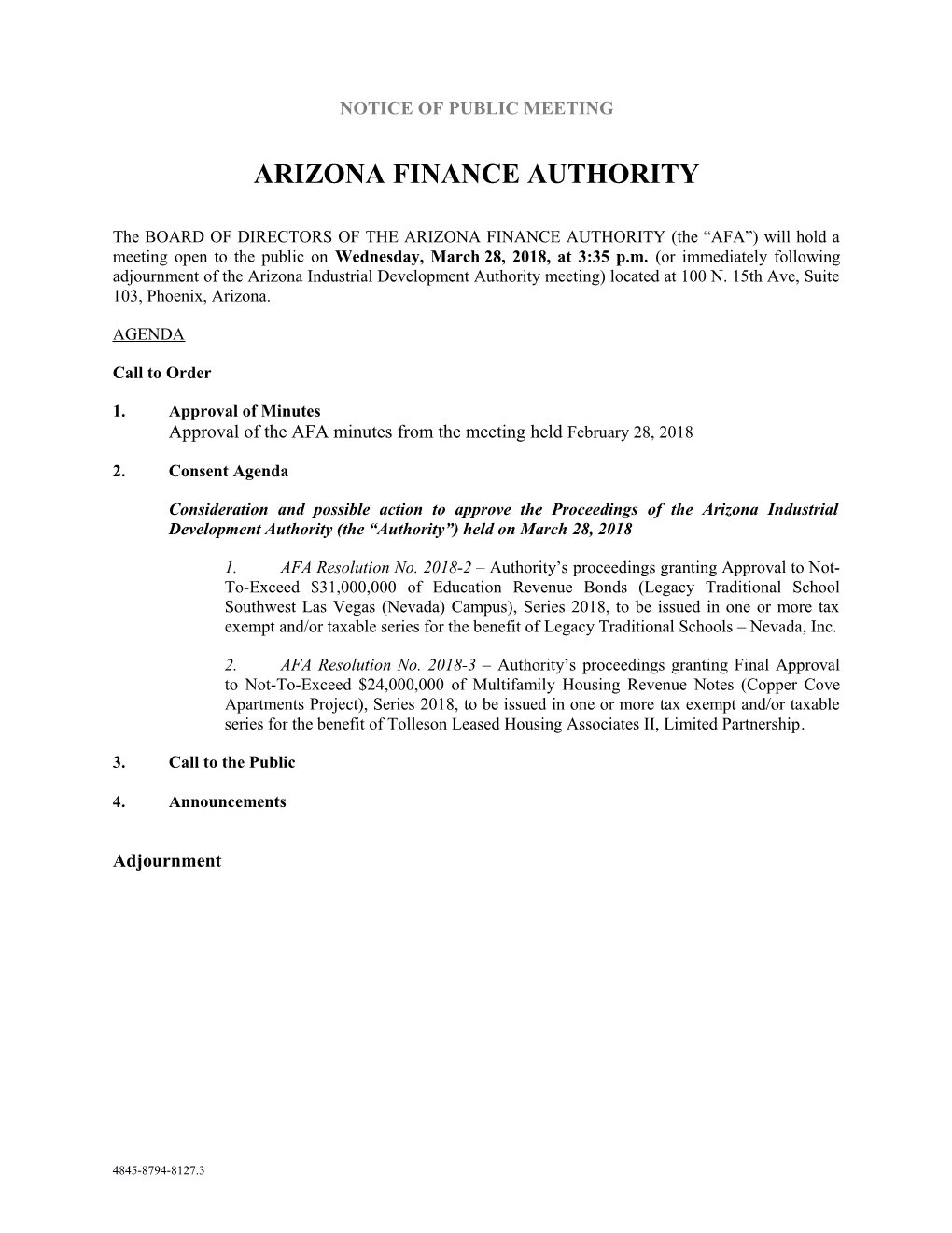 Arizona Finance Authority