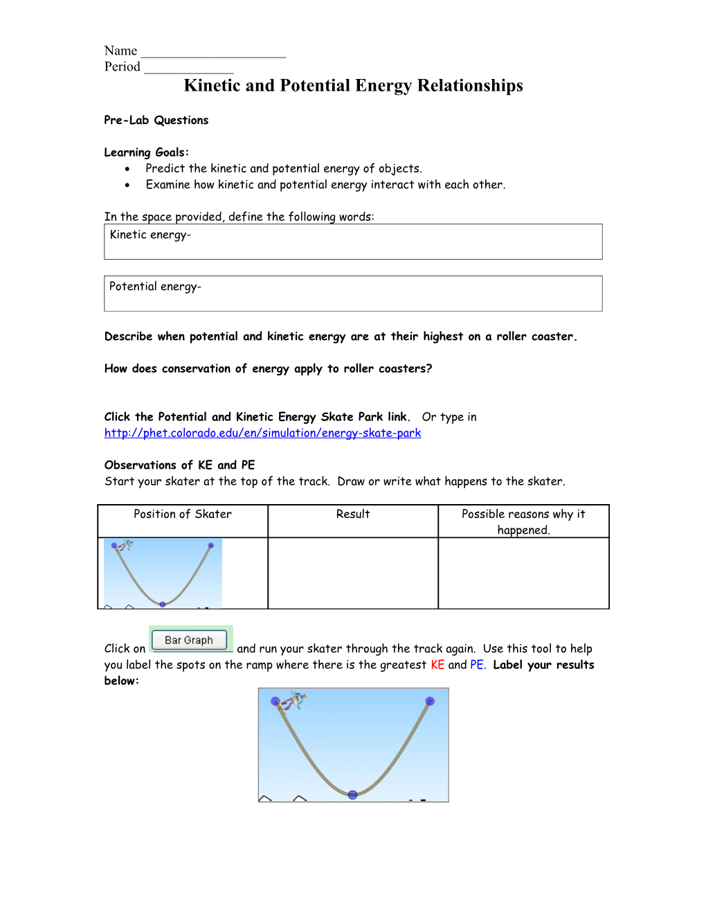 Kinetic and Potential Energy Relationships