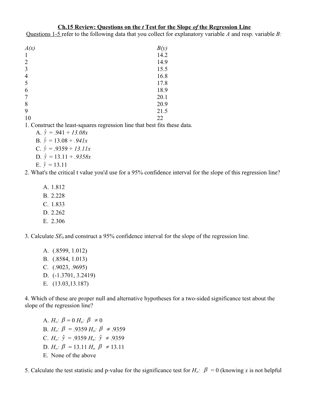 Chi-Square and Inference for Least Square Lines