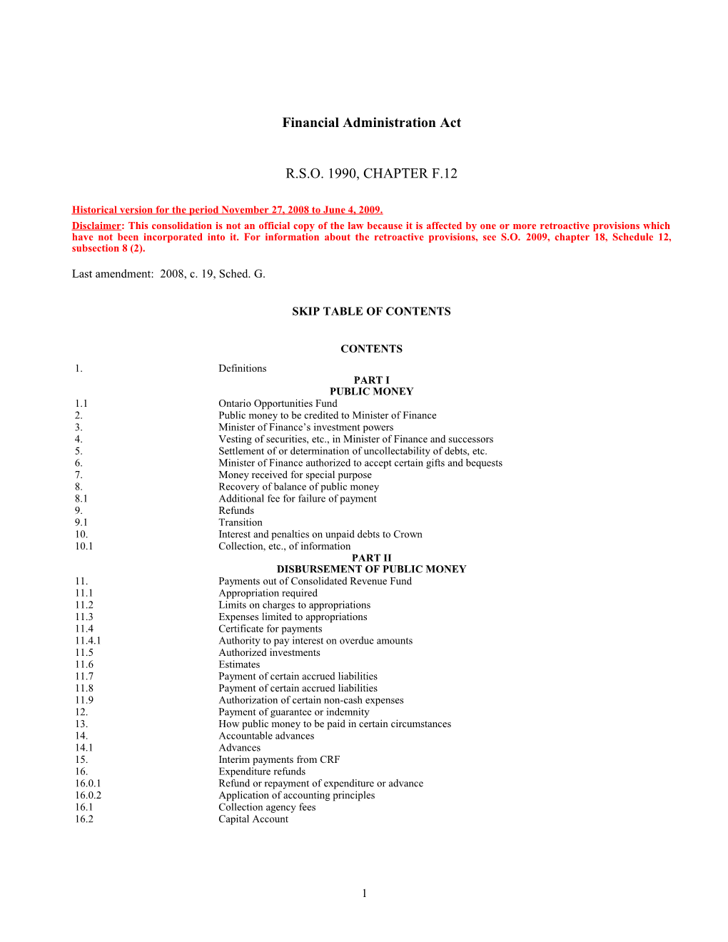 Financial Administration Act, R.S.O. 1990, C. F.12