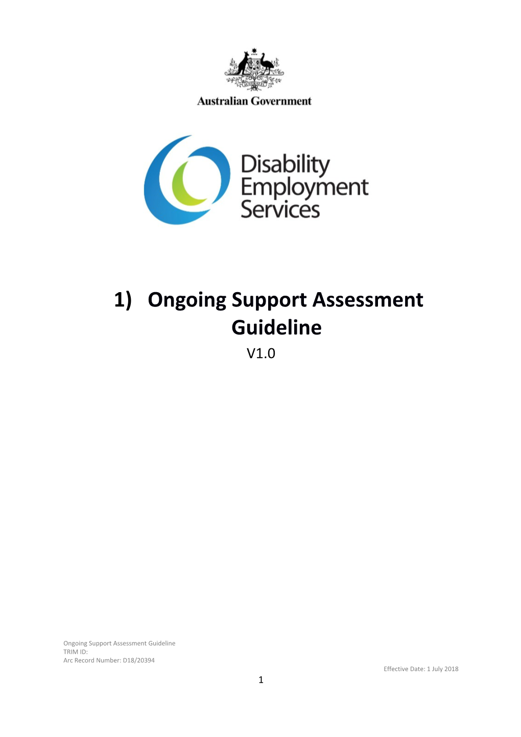 Ongoing Support Assessment Guidelines V1.10