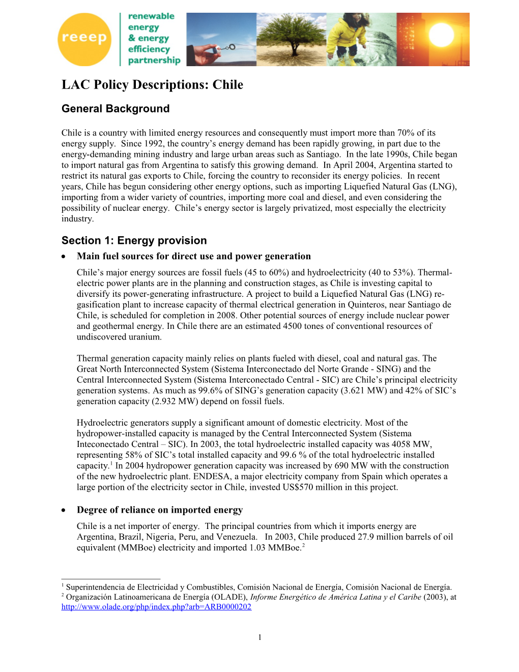 LAC Policy Descriptions