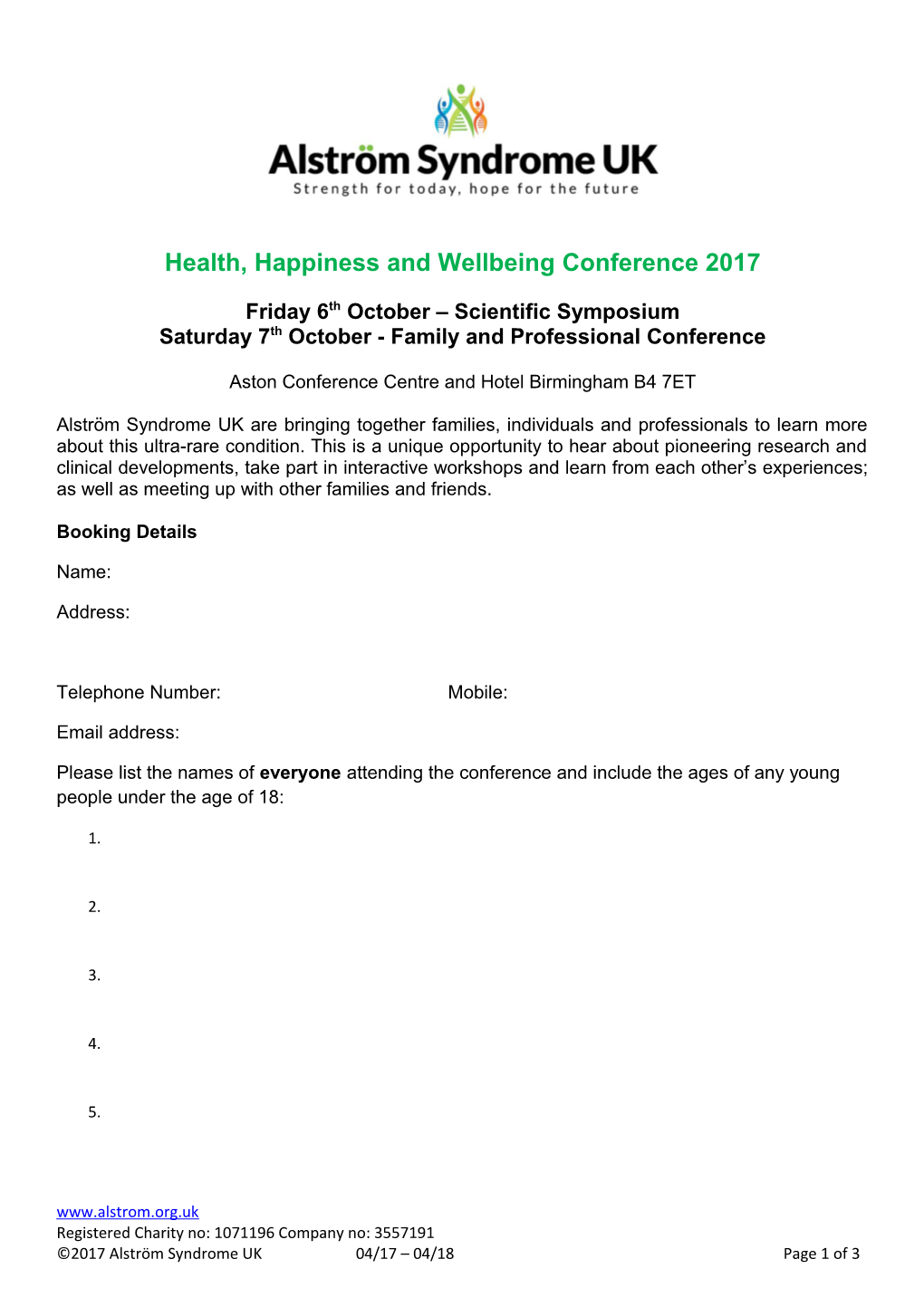 Health, Happiness and Wellbeing Conference 2017