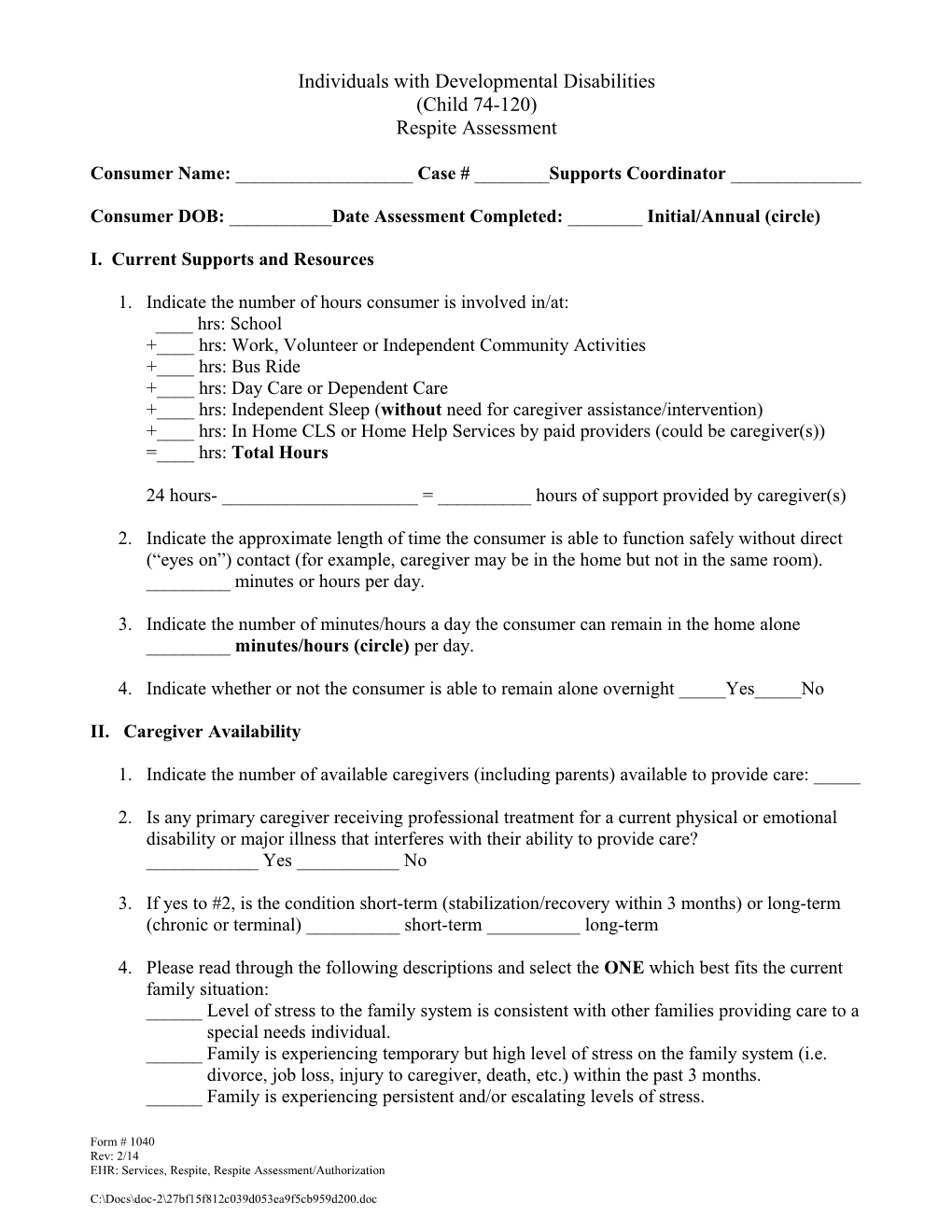 Individuals with Developmental Disabilities