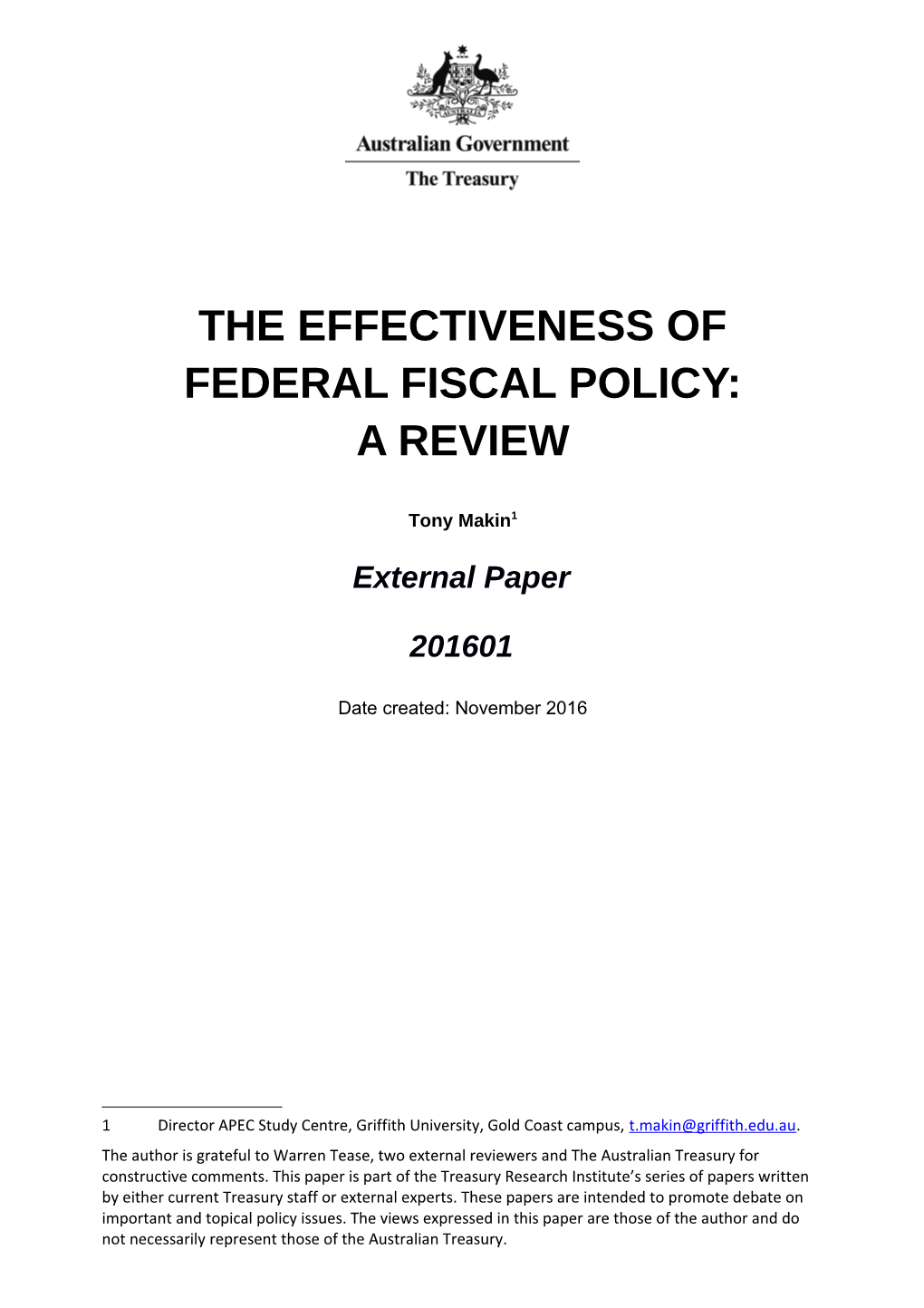 The Effectiveness of Federal Fiscal Policy: a Review