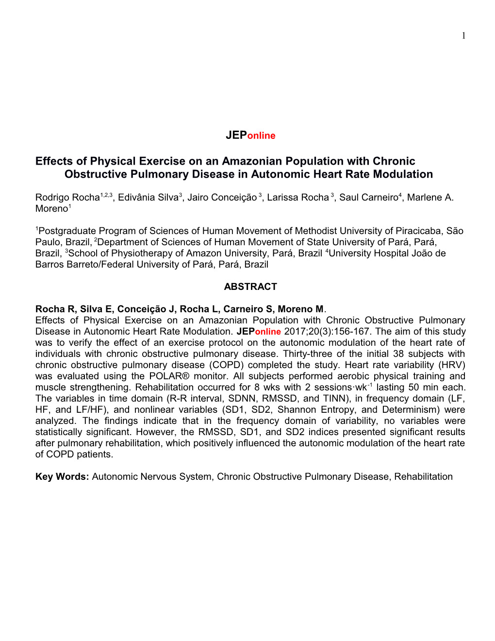 Effects of Physical Exercise on an Amazonian Population with Chronic Obstructive Pulmonary