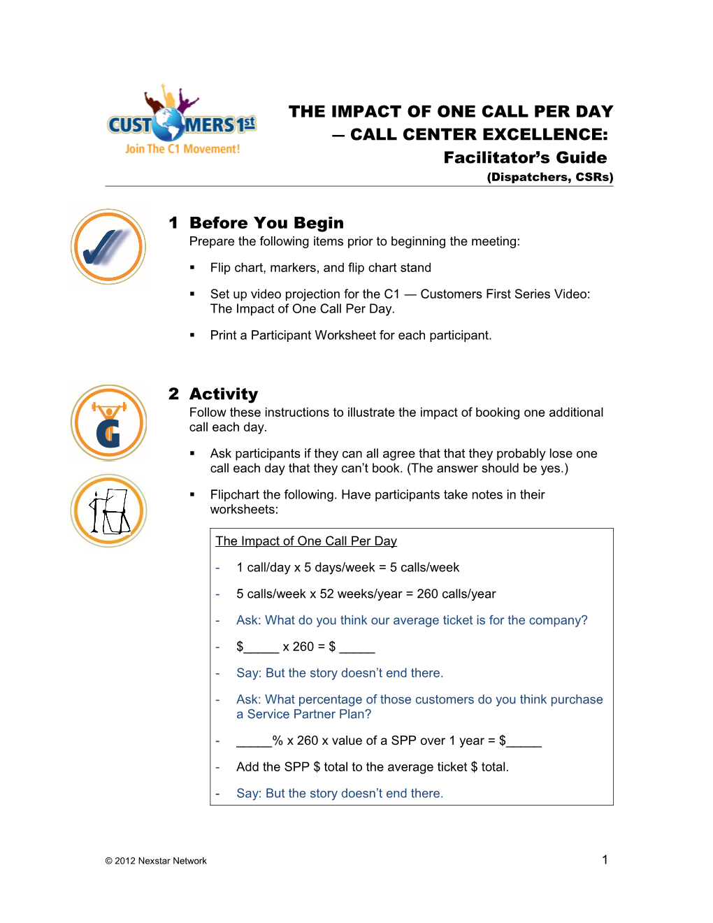 55 Phone Power Impact of One Call Per Day Facilitator Guide