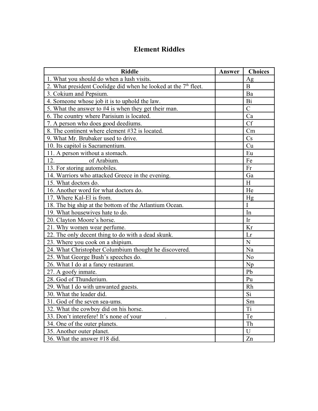 Element Riddles