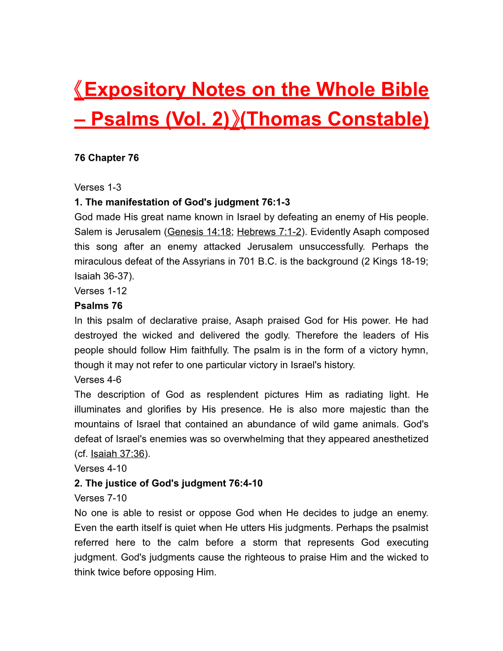 Expository Notes on the Whole Bible Psalms (Vol. 2) (Thomas Constable)