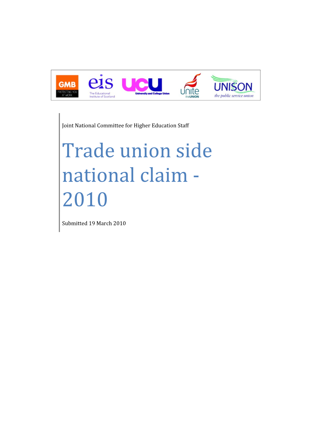 Trade Union Side National Claim - 2010