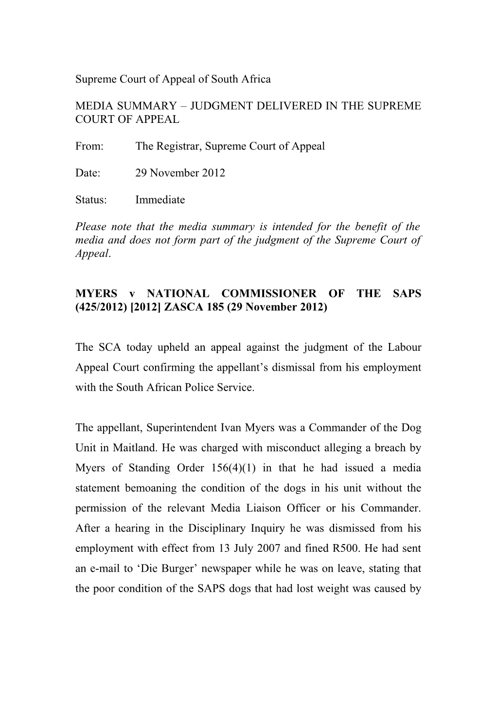 Supreme Court of Appeal of South Africa s5