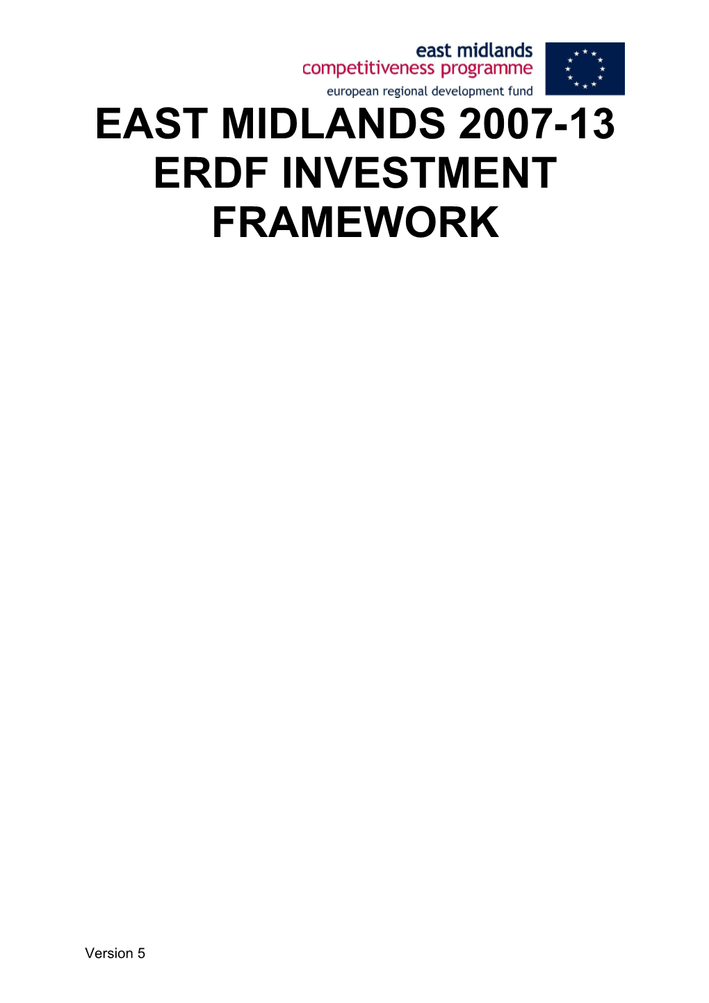 ERDF Investment Framework