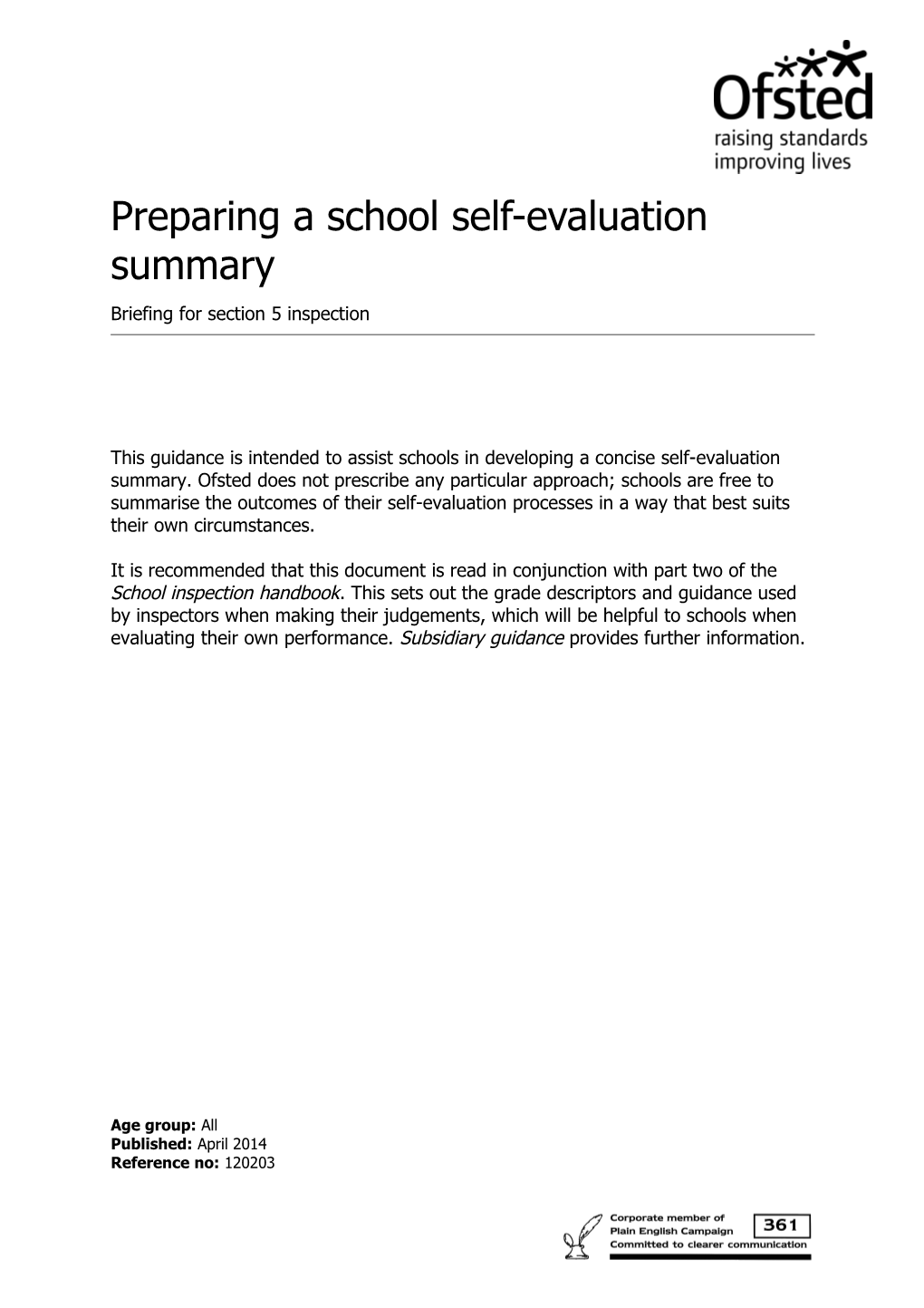 Ofsted Template - with Summary, Contents and Copyright